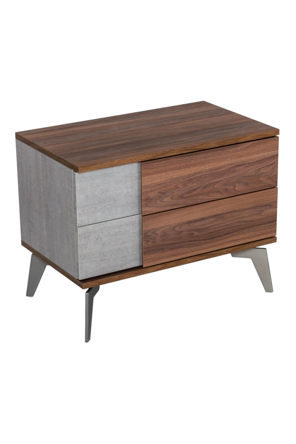 Concrete and Walnut 2-Drawer Nightstand | Oroa.com
