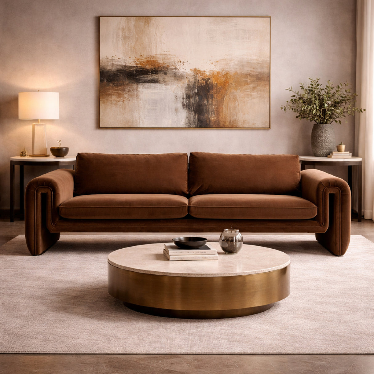 Brown Velvet Sofa | Oroa.com