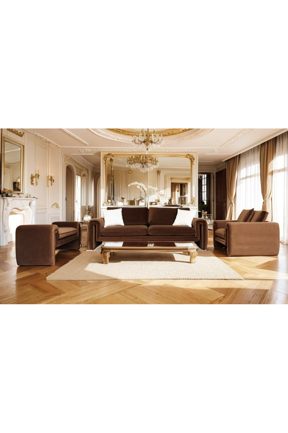 Modern or European furniture - Brown Velvet Bench - link to oroa.com | Oroa.com