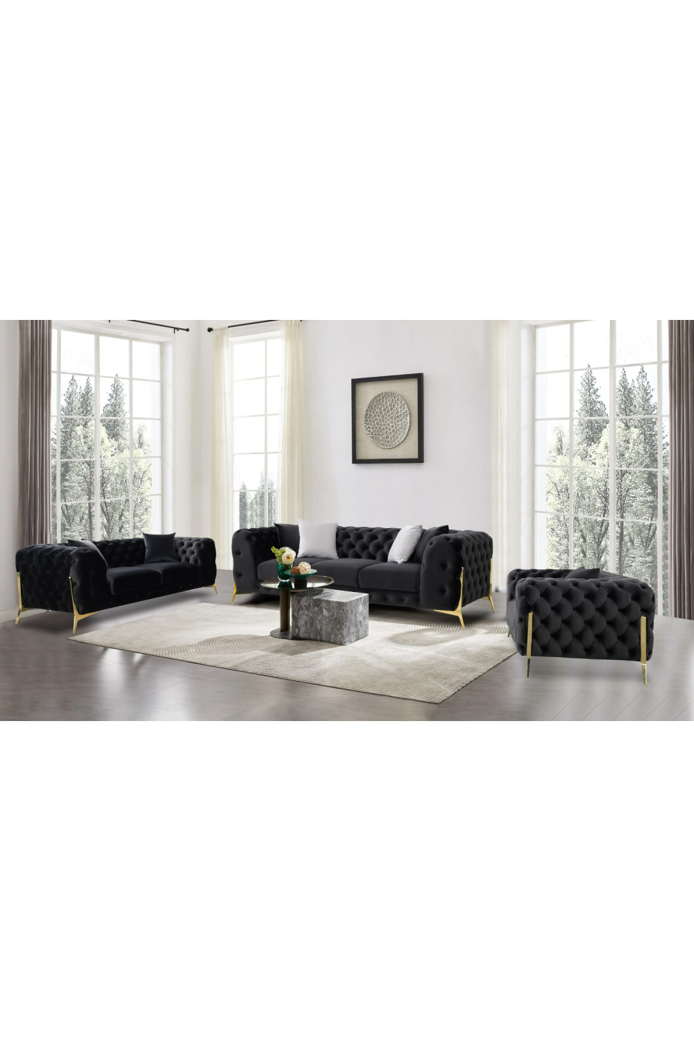 Button-Tufted Velvet Loveseat | OROA Modern Clarice | Oroa.com
