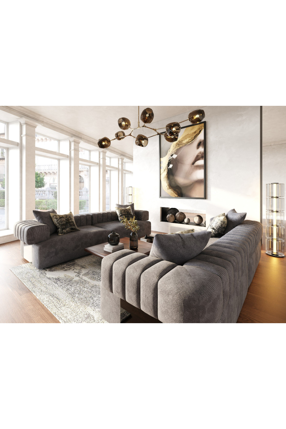 Square-Armed 2-Piece Sofa | OROA Modern Moreno | Oroa.com