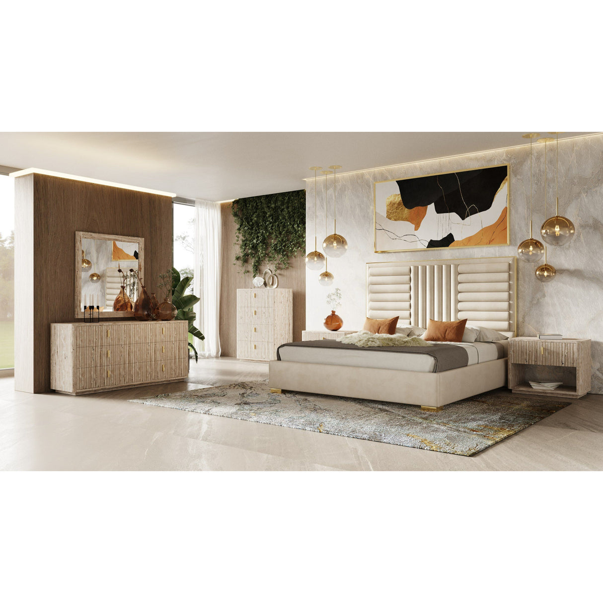 Travertine 4-Drawer Desk | Oroa.com