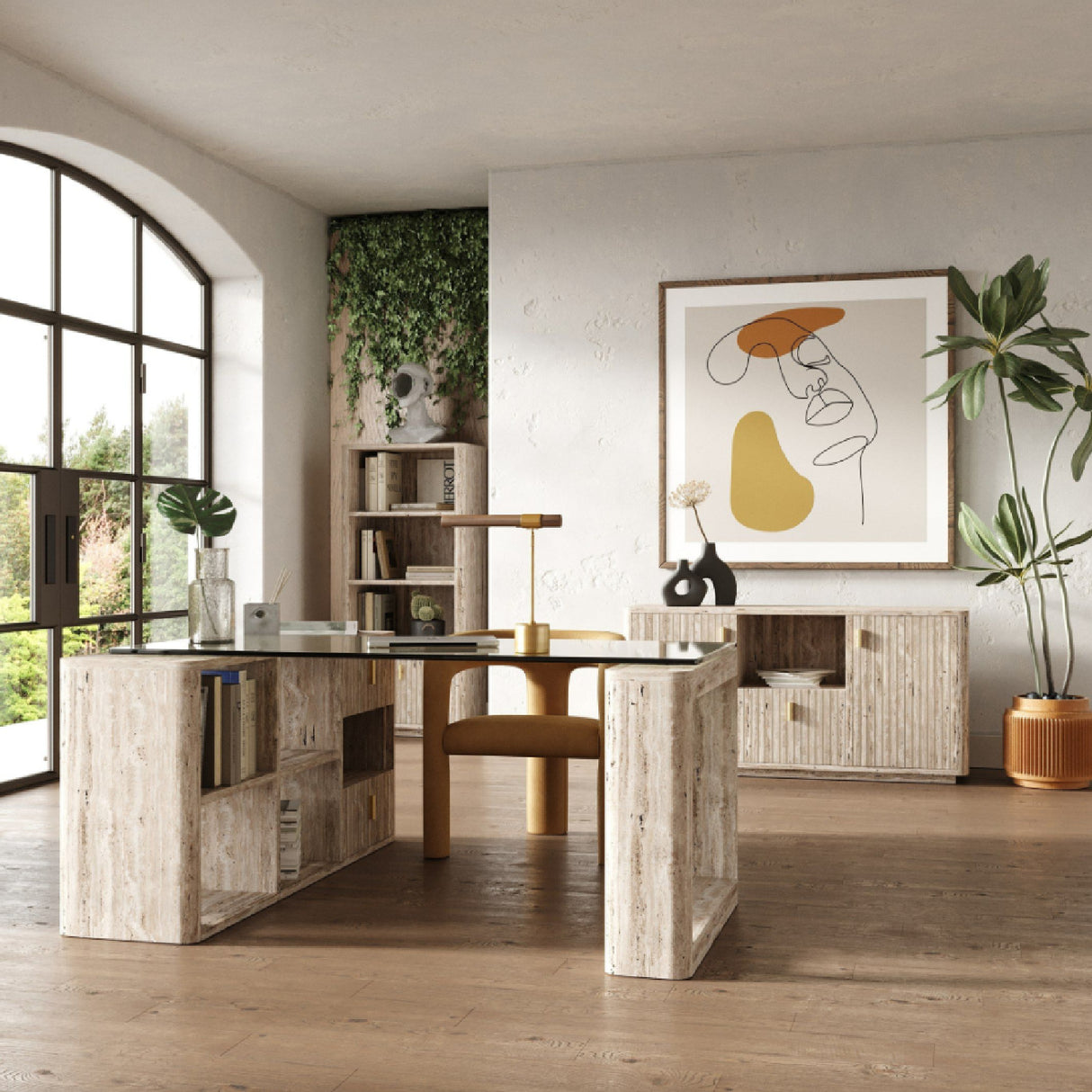 Travertine Style Reversible Desk | Oroa.com