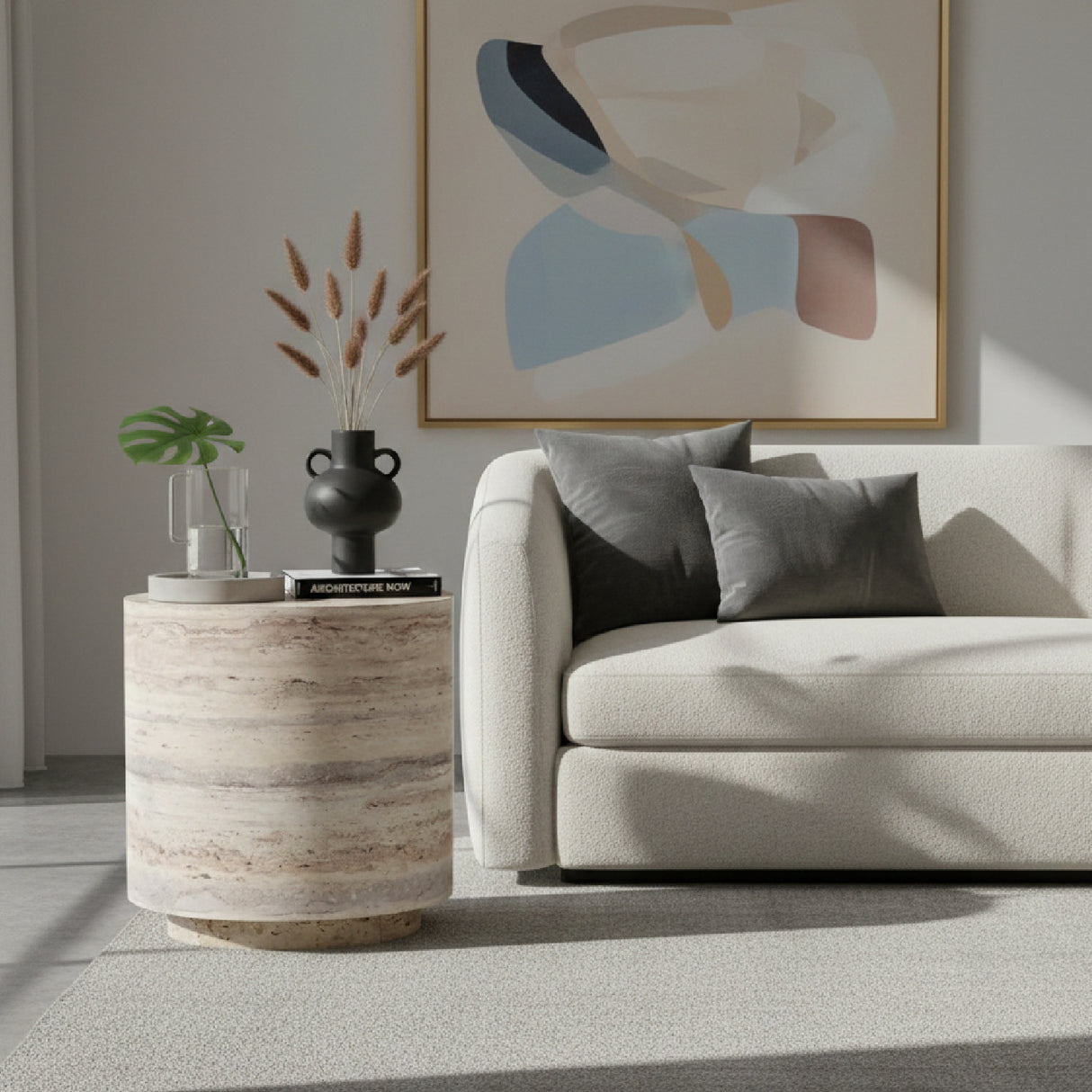Travertine End Table | Oroa.com