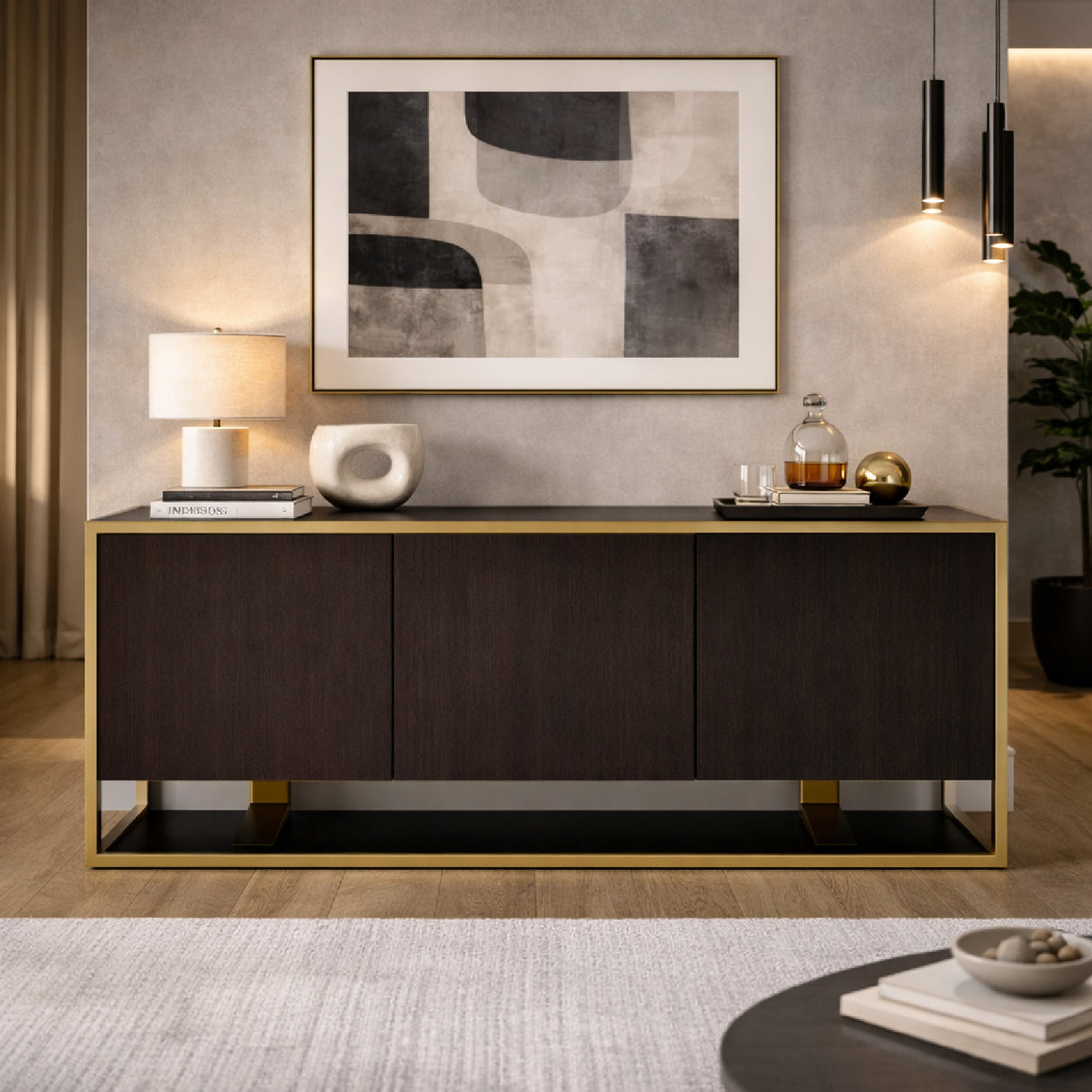 Wenge Veneer 3-Door Sideboard | Oroa.com
