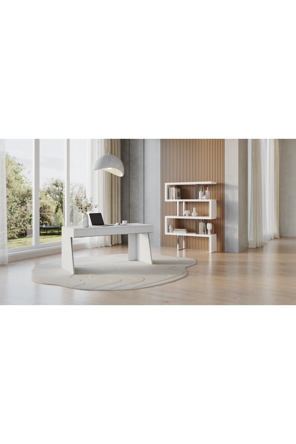 Glossy White 3-Drawer Desk | OROA Modern Chelsey | Oroa.com