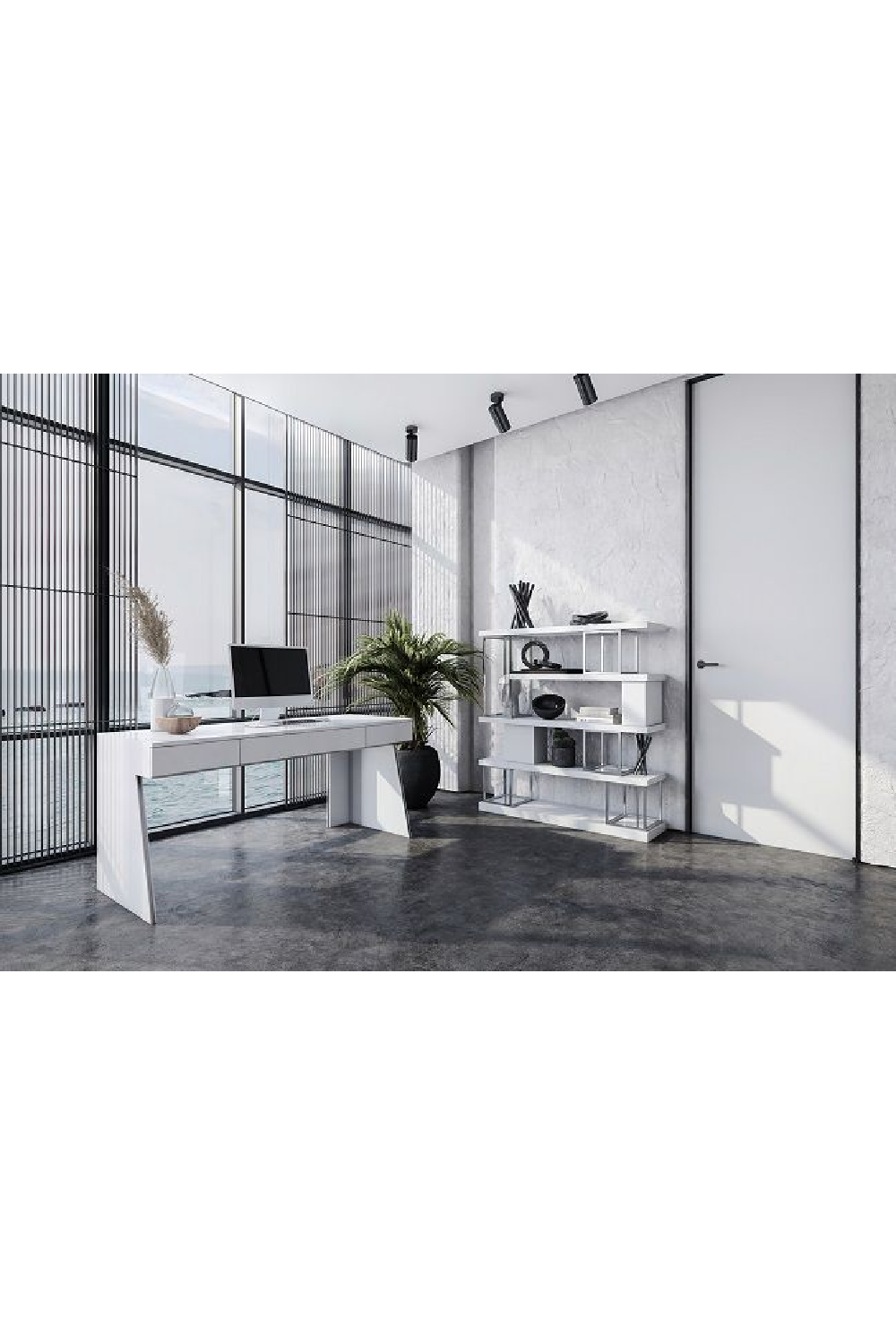 Glossy White 3-Drawer Desk | OROA Modern Chelsey | Oroa.com