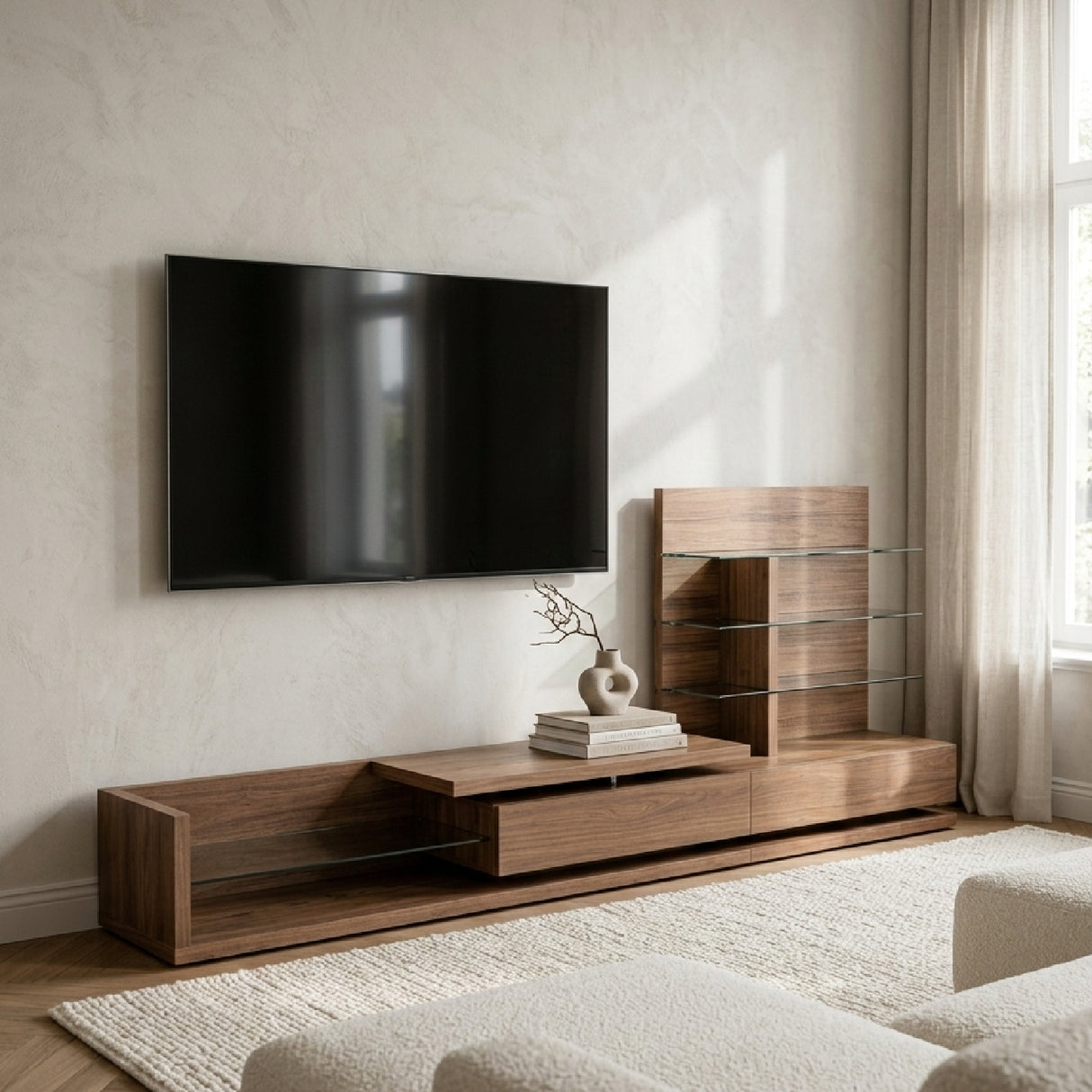 Walnut Veneer Reversible Entertainment Center | Oroa.com