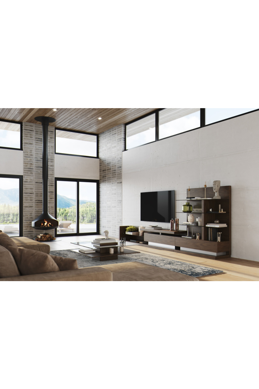 Walnut Veneer Reversible Entertainment Center | Oroa.com