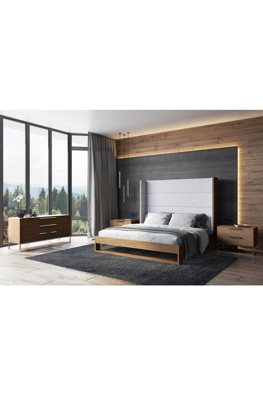 Gray Wingback Bed | OROA Modern Heloise