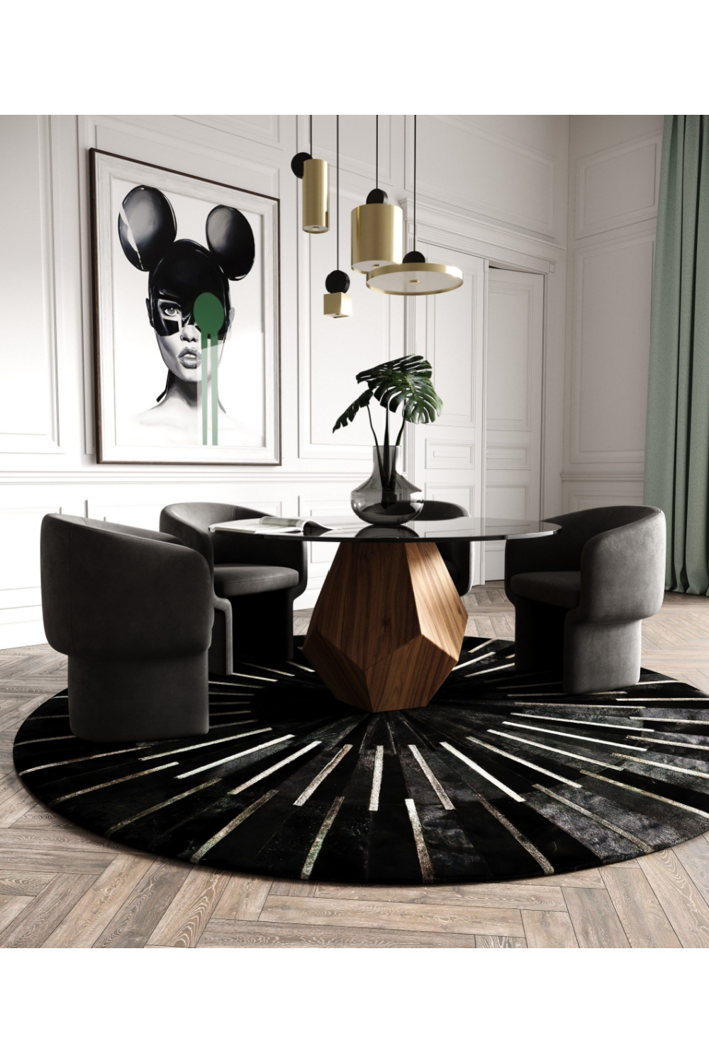 Geometrical Wooden Base Dining Table | OROA Modern Rackham | Oroa.com