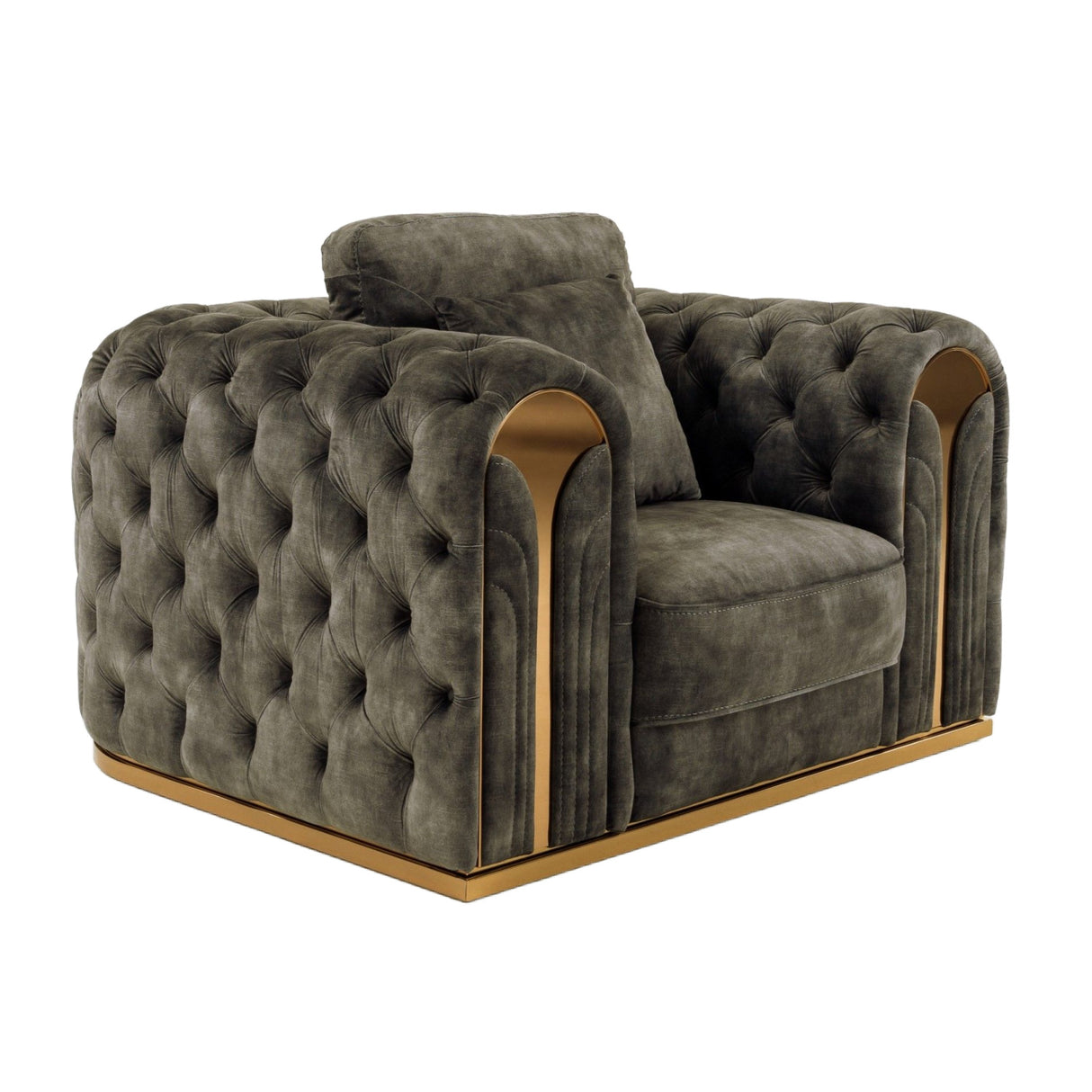 Gray Velvet Tufted Lounge Chair | OROA Modern Dosie