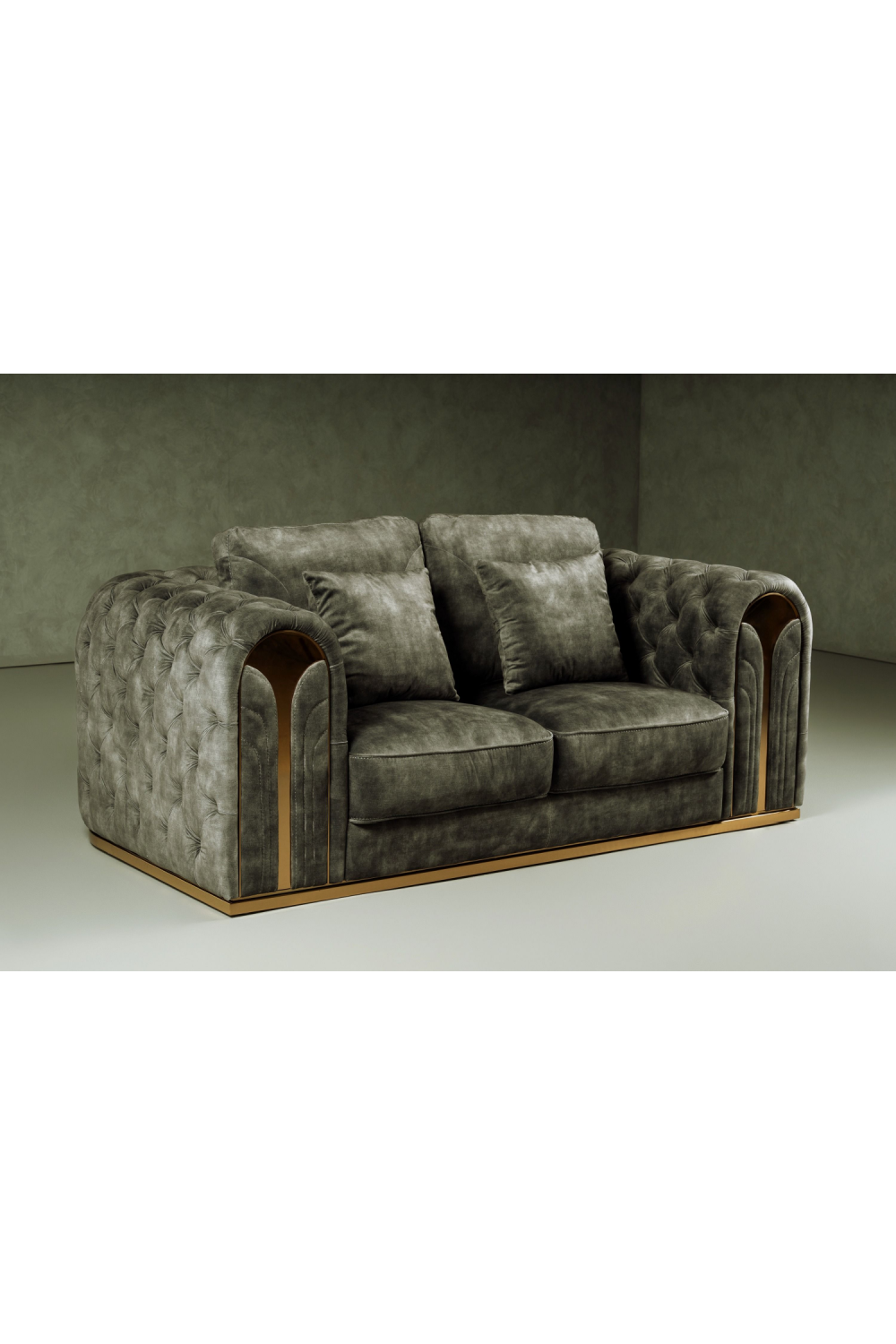 Gray Velvet Tufted Loveseat | OROA Modern Dosie | Oroa.com
