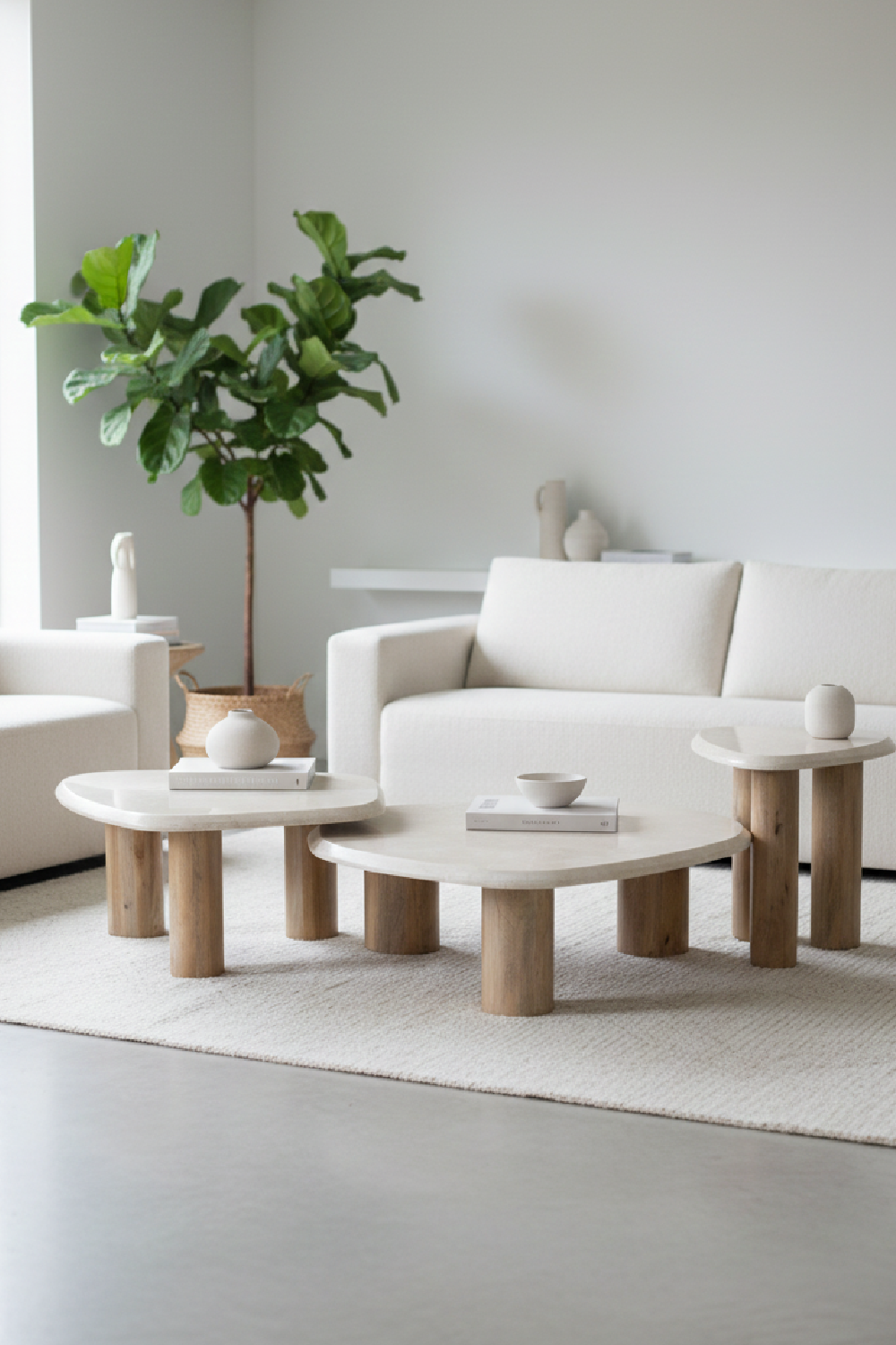 Freeform Cream Marble Nesting Tables (3) | Oroa.com