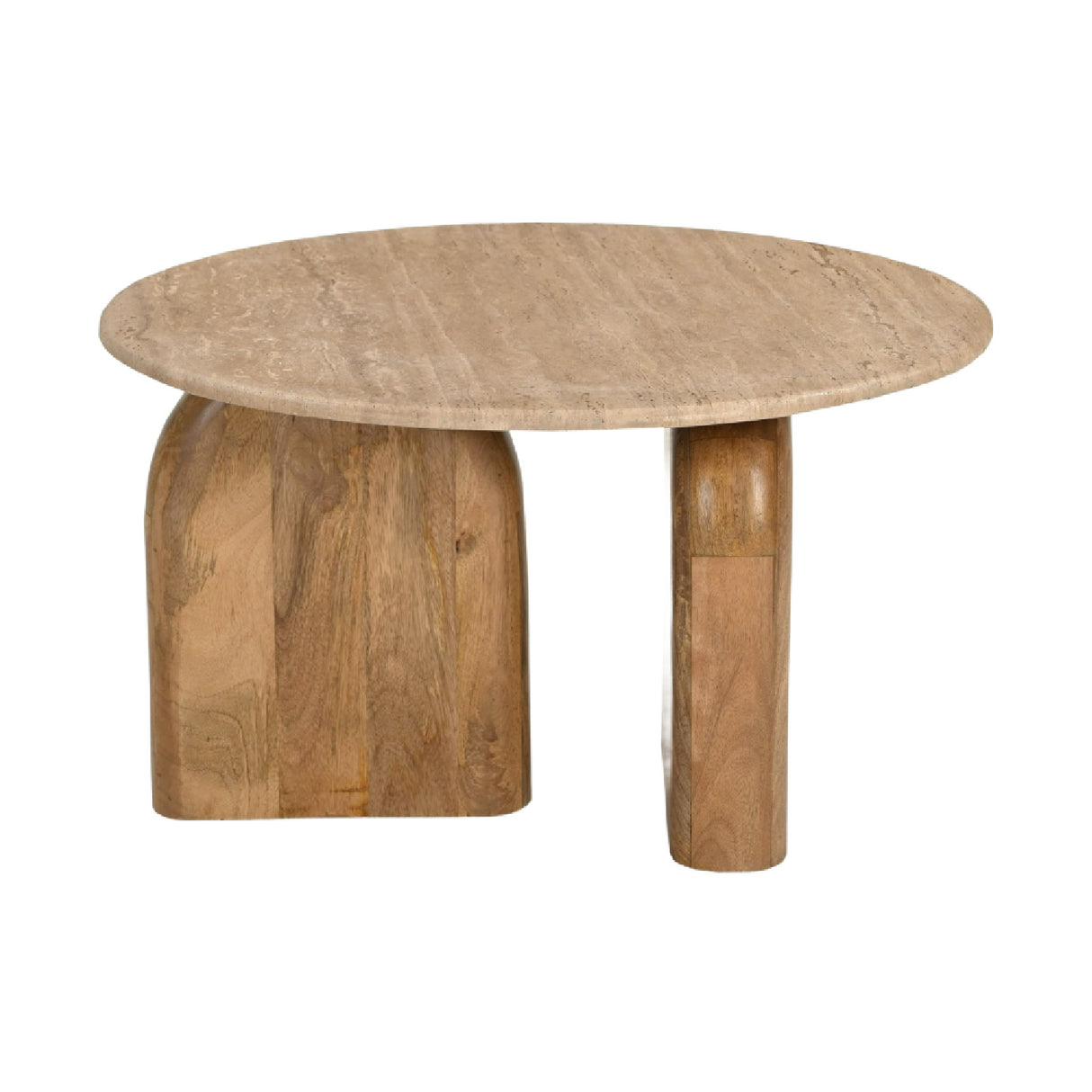 Round Travertine Marble End Table | OROA Modern Kellison