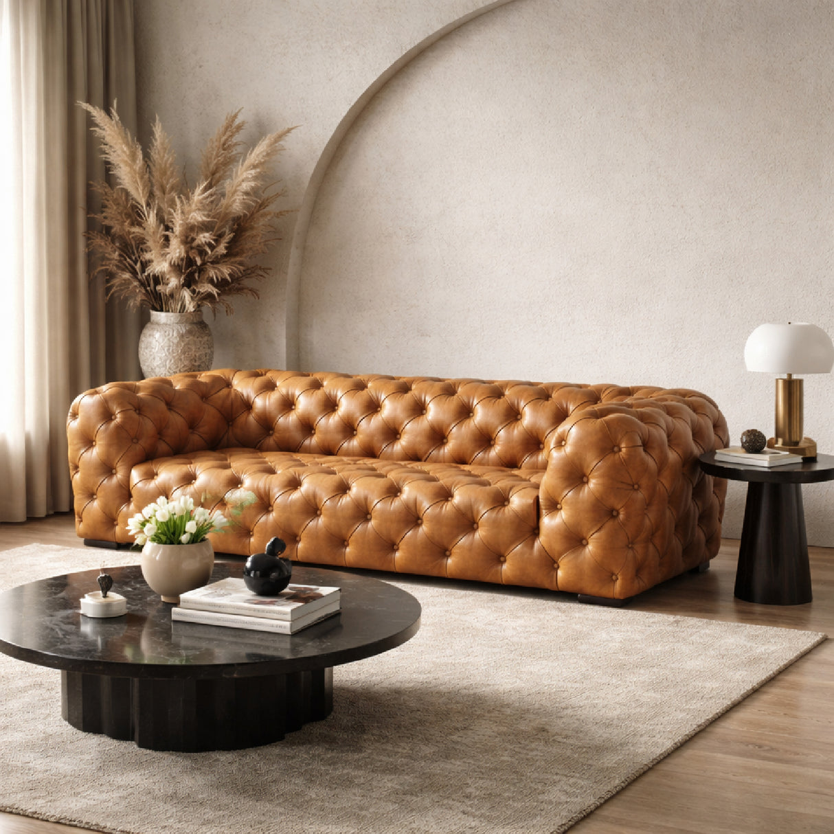 Tufted Italian Leather Sofa | Oroa.com