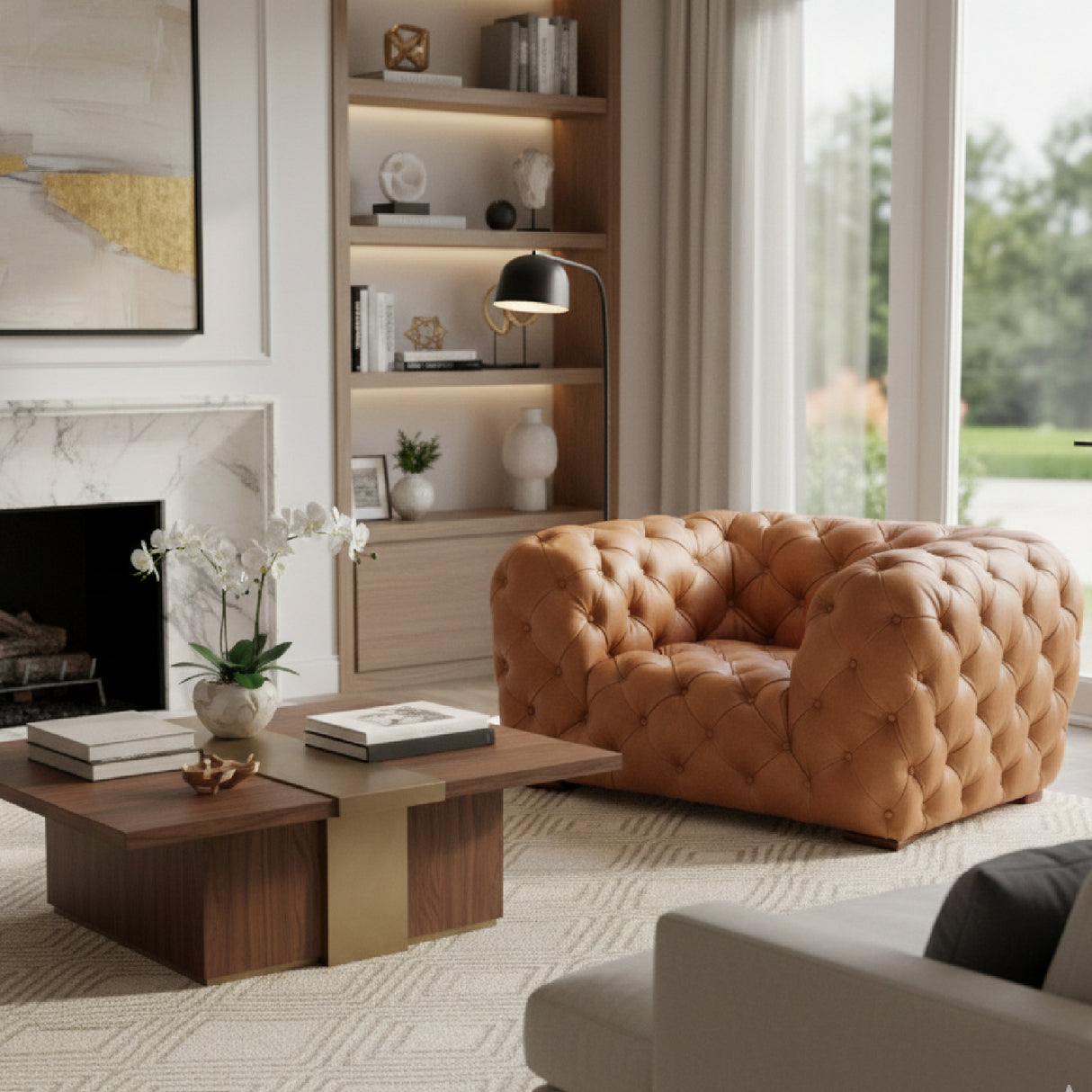 Tufted Italian Leather Lounge Chair | OROA Modern Dexter