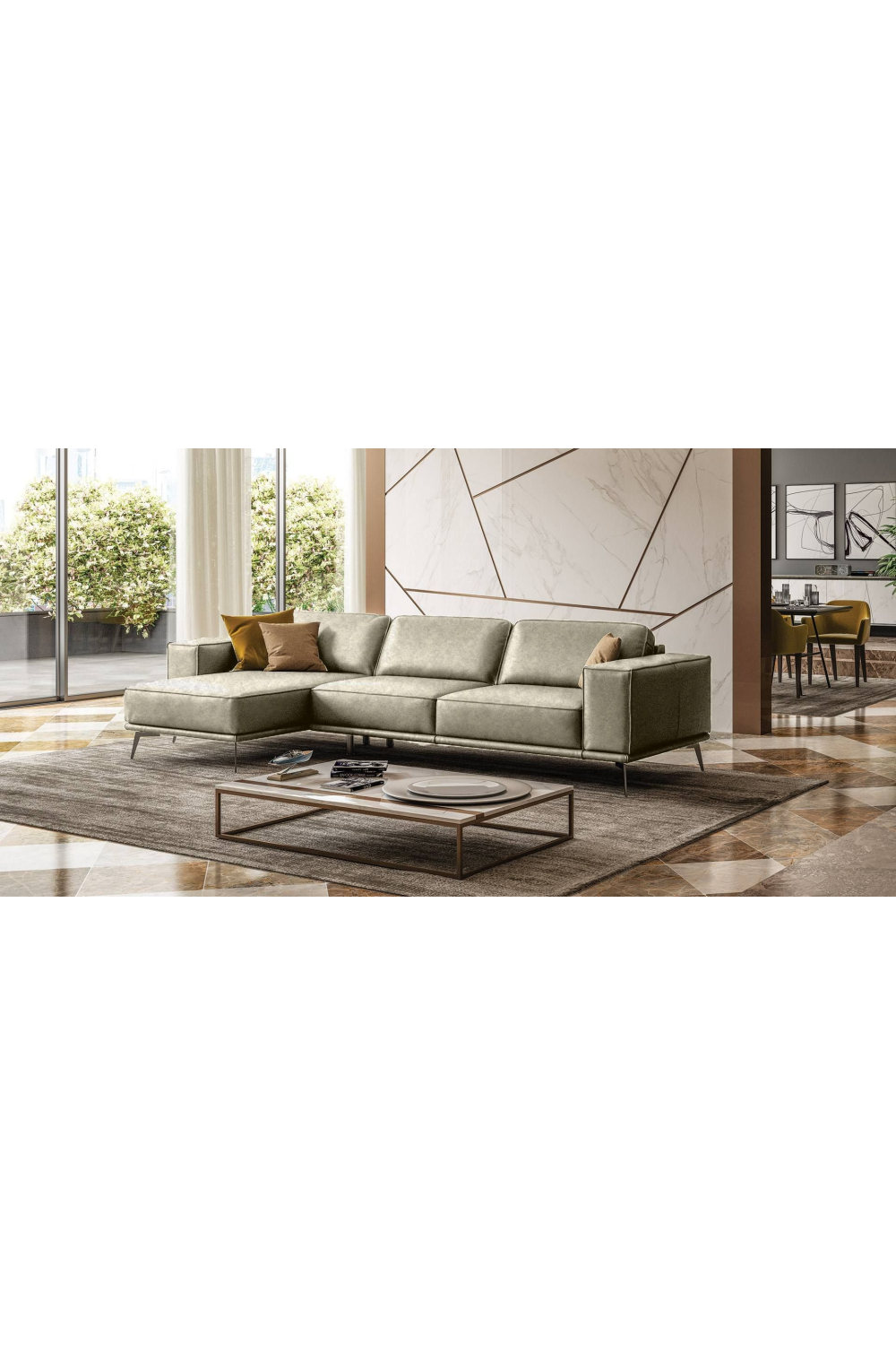Italian Leather Left Sectional Sofa | OROA Modern Soho | Oroa.com