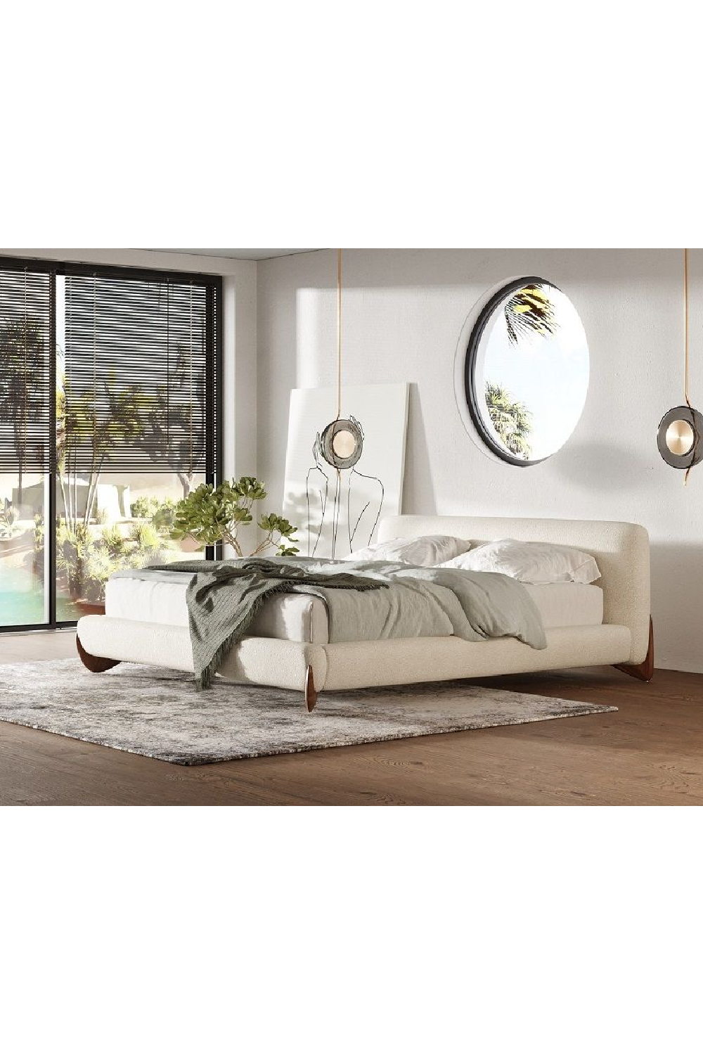 Cream Fabric Bed | OROA Modern Fleury | Oroa.com