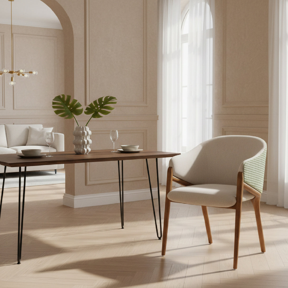 Curve-Back Cream Dining Chair | Oroa.com