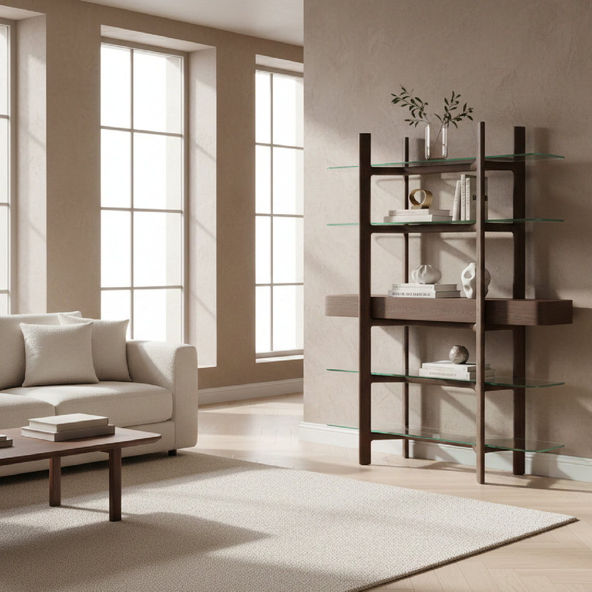 Gray Ash Glass Bookshelf | Oroa.com
