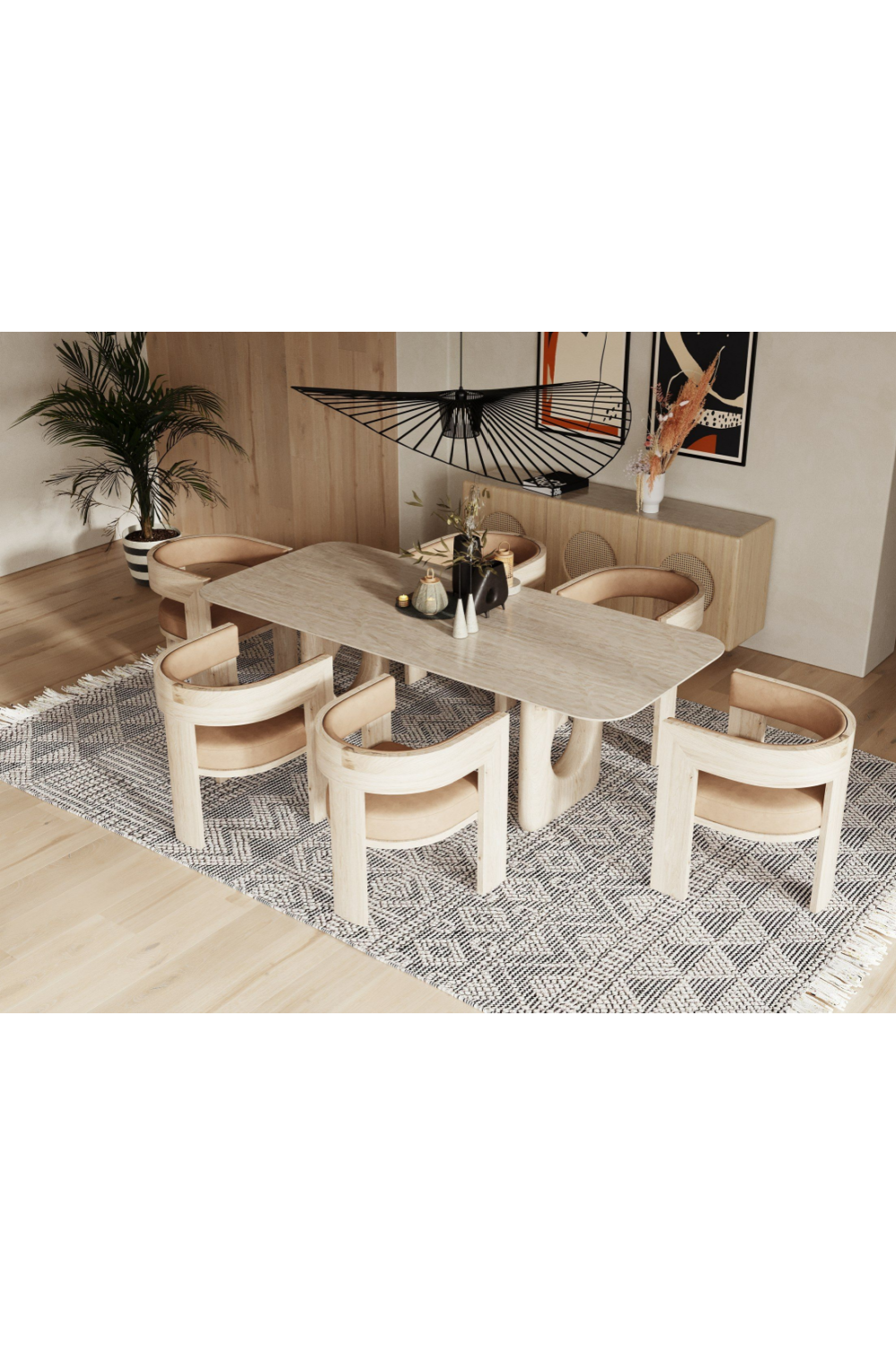 Beige Marble Dining Table | OROA Modern Osaka | Oroa.com