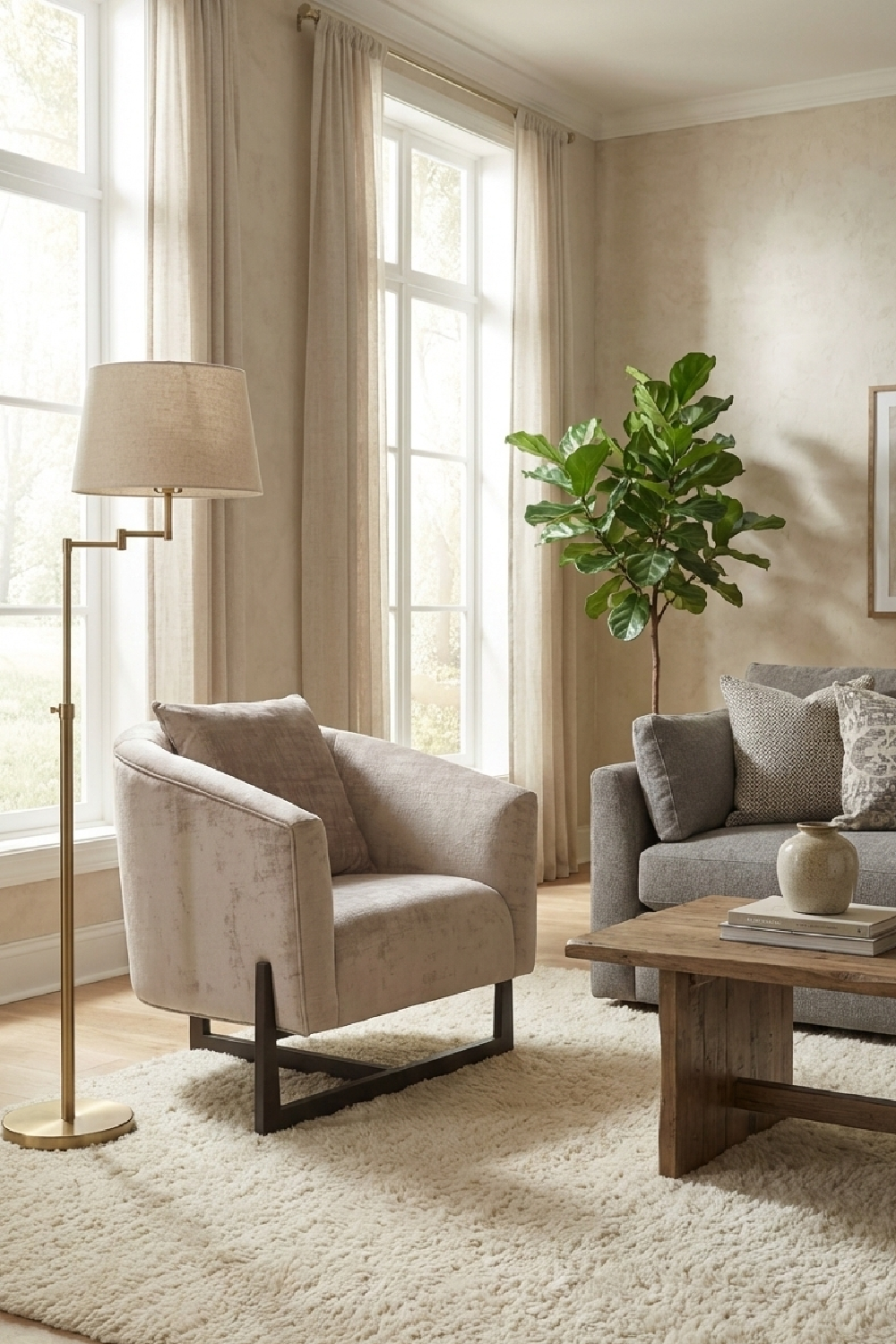 Curved Gray Accent Chair | Oroa.com