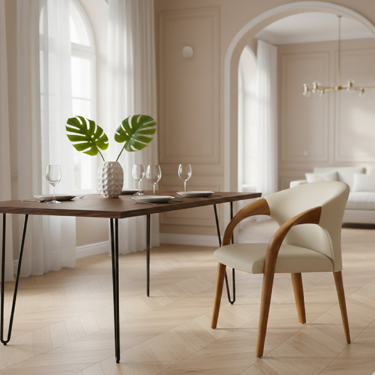 Light Gray Leather Dining Chair | OROA Modern Wynetta