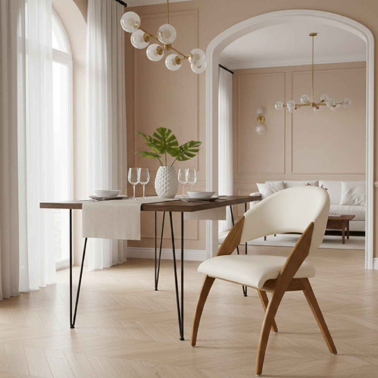 Ash Framed Cream Dining Chair | OROA Modern Lucas