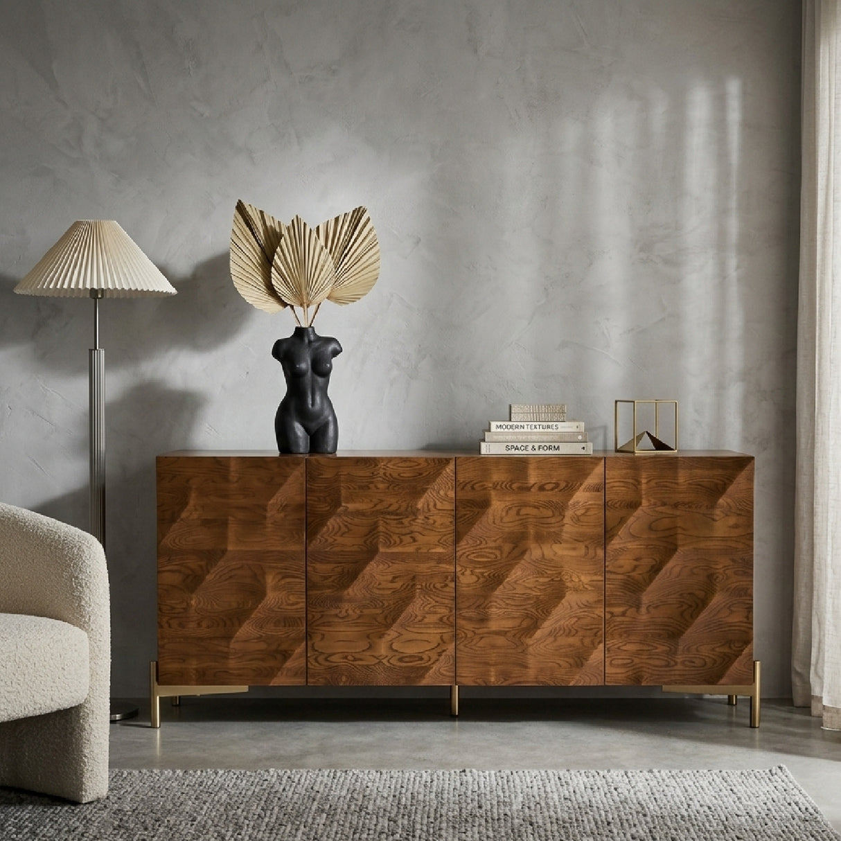 Ash Wood 4-Door Sideboard | Oroa.com