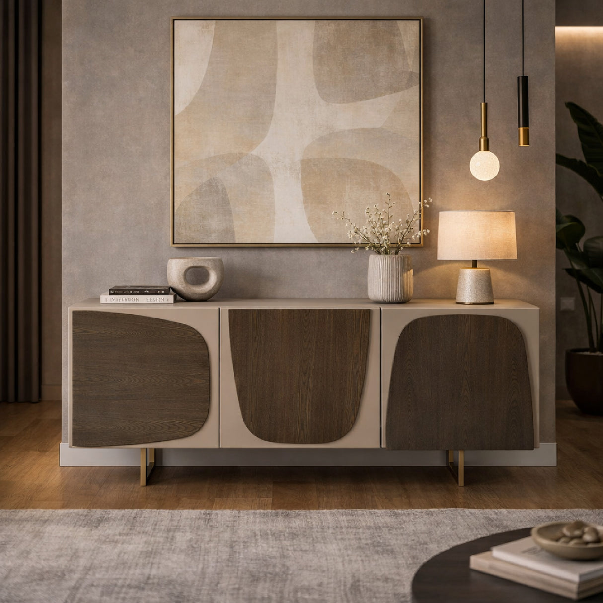 Gray Wooden 3-Door Sideboard | Oroa.com