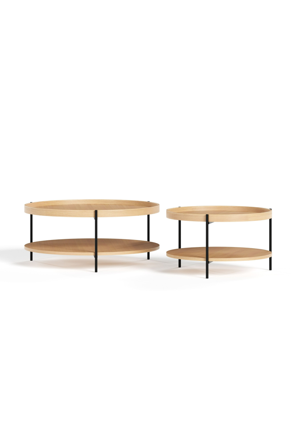 Round Wooden 2-Layer Coffee Table M | OROA Modern Savoy