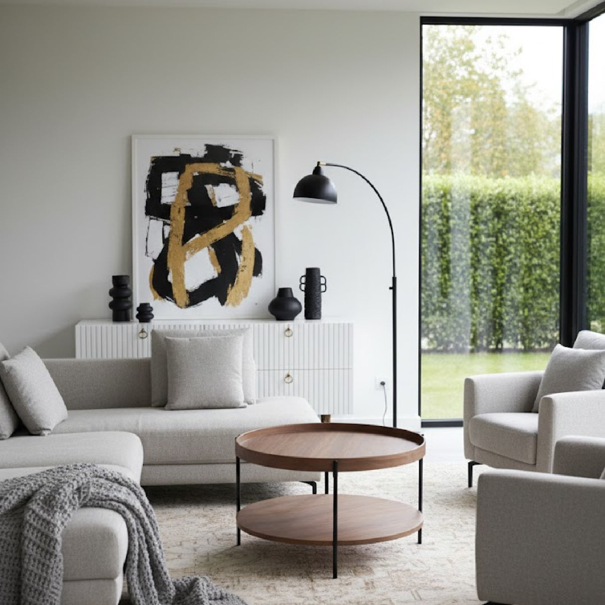 Round Wooden 2-Layer Coffee Table M | Oroa.com