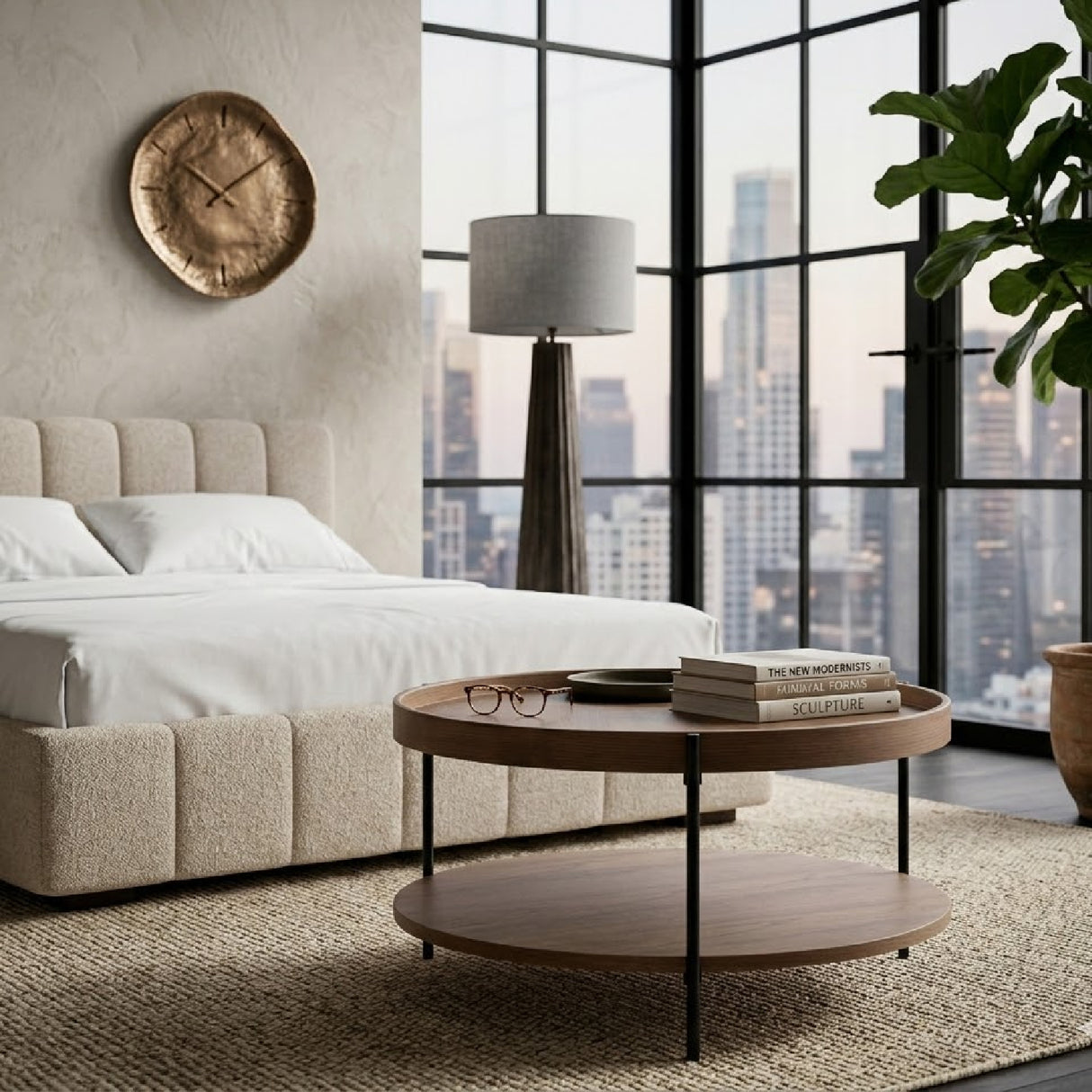 Round Wooden 2-Layer Coffee Table M | Oroa.com