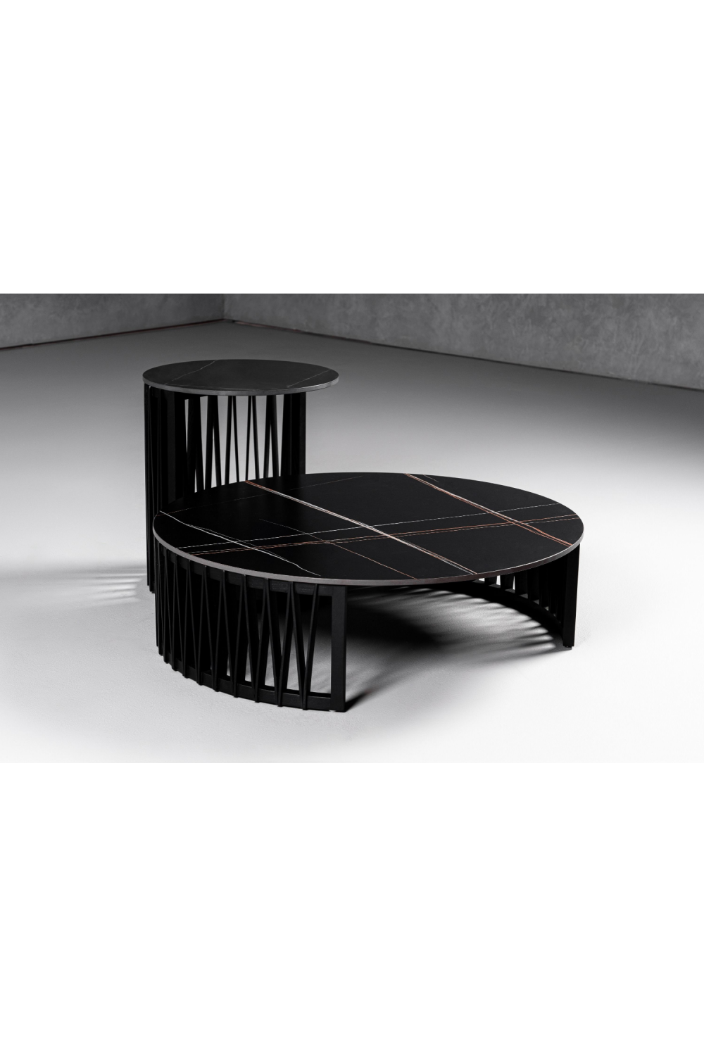Round Black Ceramic Coffee Tables (2) | OROA Modern Larimer | Oroa.com