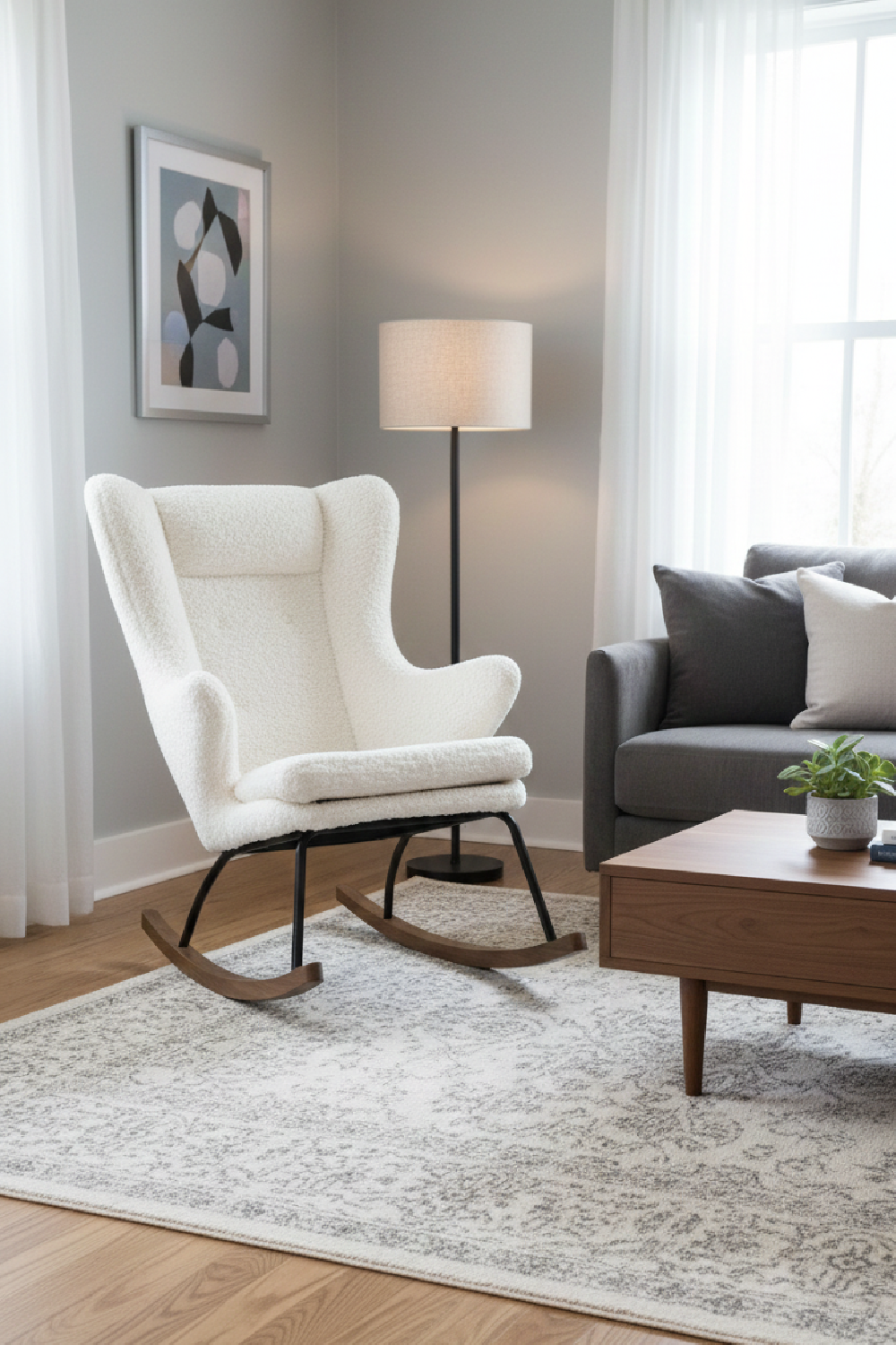 White Sherpa Rocking Chair | OROA Modern Colfax | Oroa.com