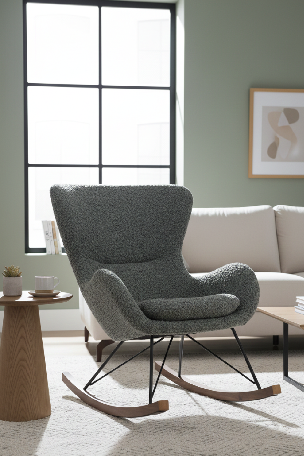 Gray Upholstered Rocking Chair | OROA Modern Ikard | Oroa.com