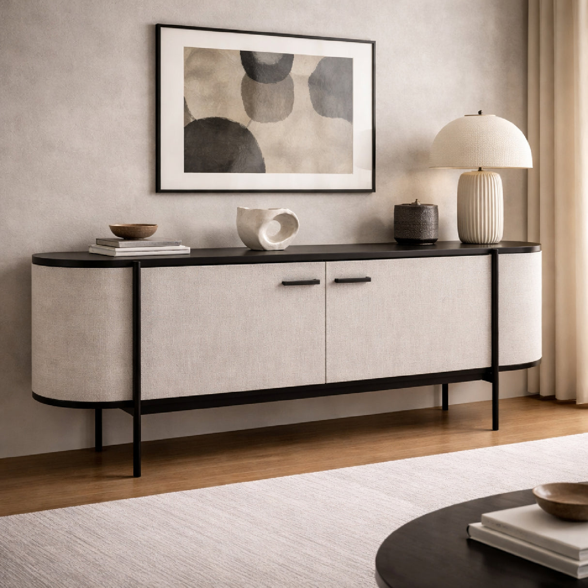 Beige Fabric 2-Door Sideboard | Oroa.com