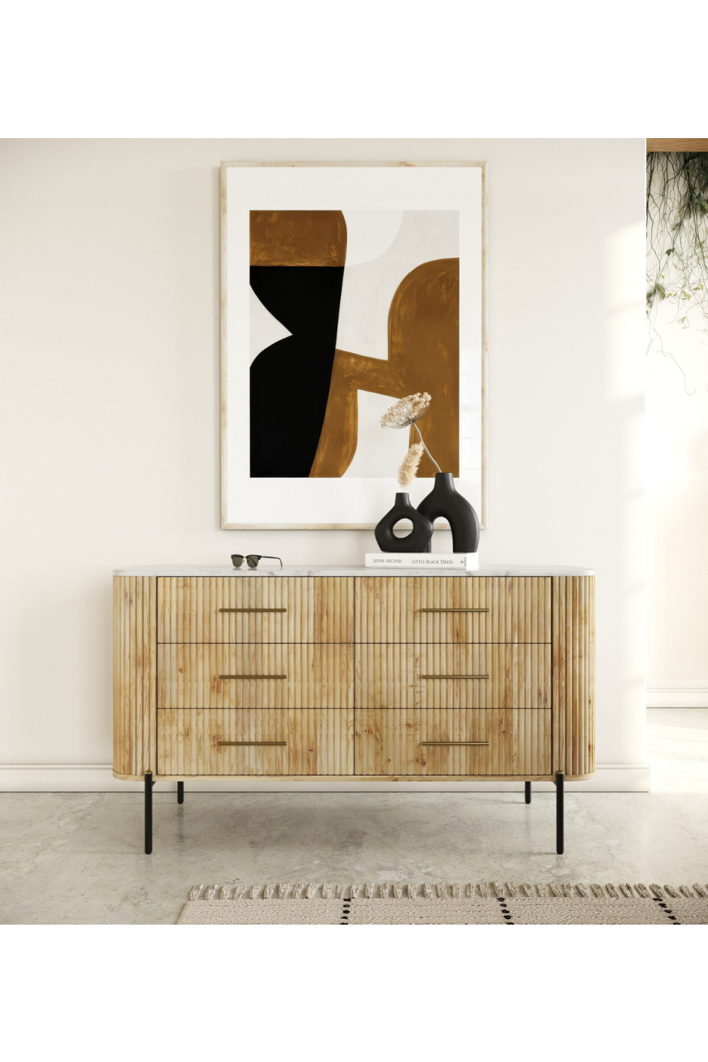 Fluted Mango Wood 6-Drawer Dresser | OROA Modern Cambridge | Oroa.com