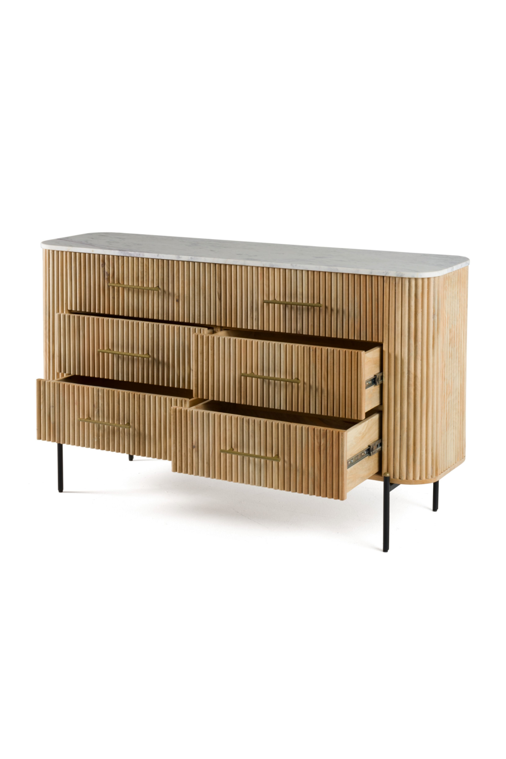 Fluted Mango Wood 6-Drawer Dresser | OROA Modern Cambridge | Oroa.com
