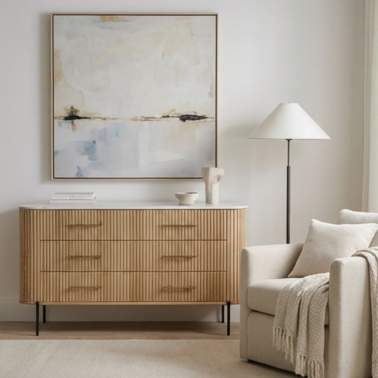 Fluted Mango Wood 6-Drawer Dresser | Oroa.com