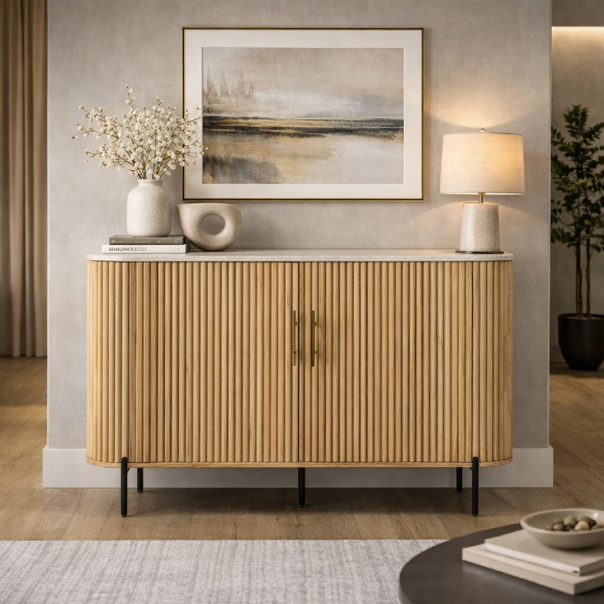 Mango Wood 2-Door Tall Sideboard | Oroa.com