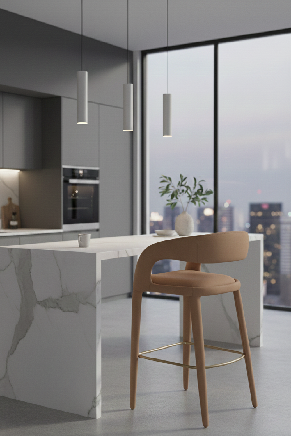 Vegan Leather Upholstered Bar Chair | OROA Modern Faerron | Oroa.com