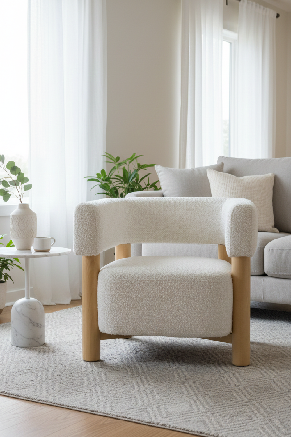 Beech Framed White Accent Chair | OROA Modern Fang | Oroa.com