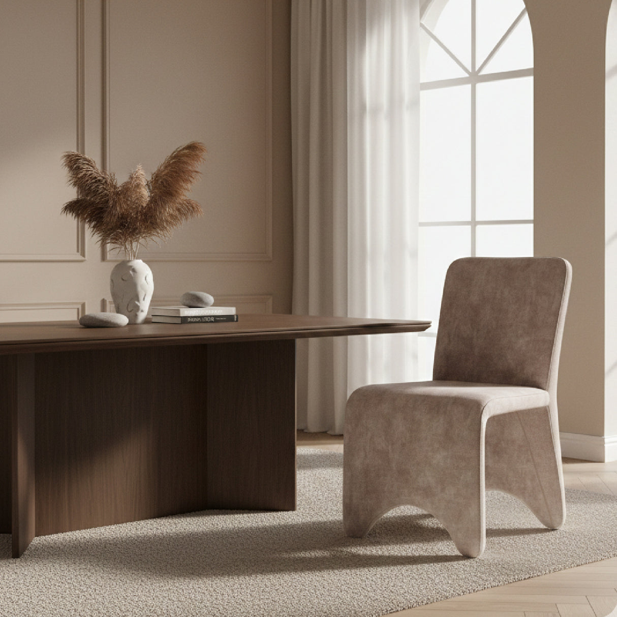 Beige Velvet Dining Chairs (2) | Oroa.com