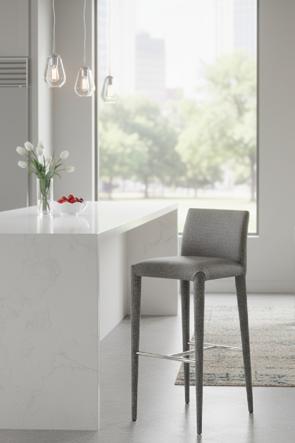Gray Fabric Bar Stool | OROA Modern Medford | Oroa.com