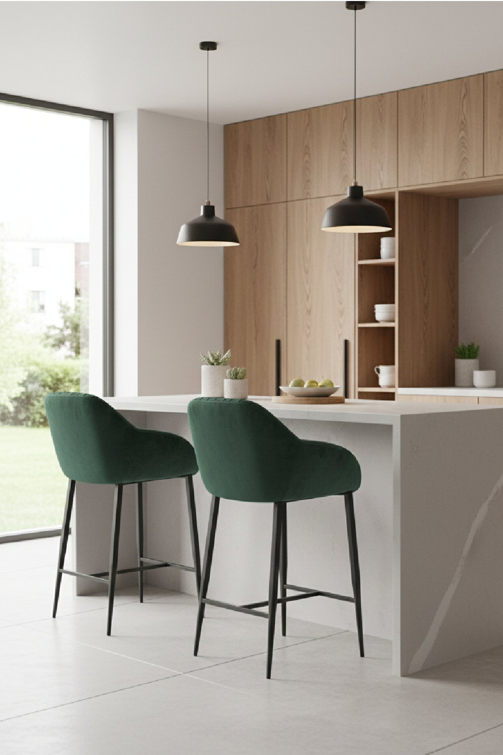 Green Velvet Bar Stool | OROA Modern Katrina | Oroa.com