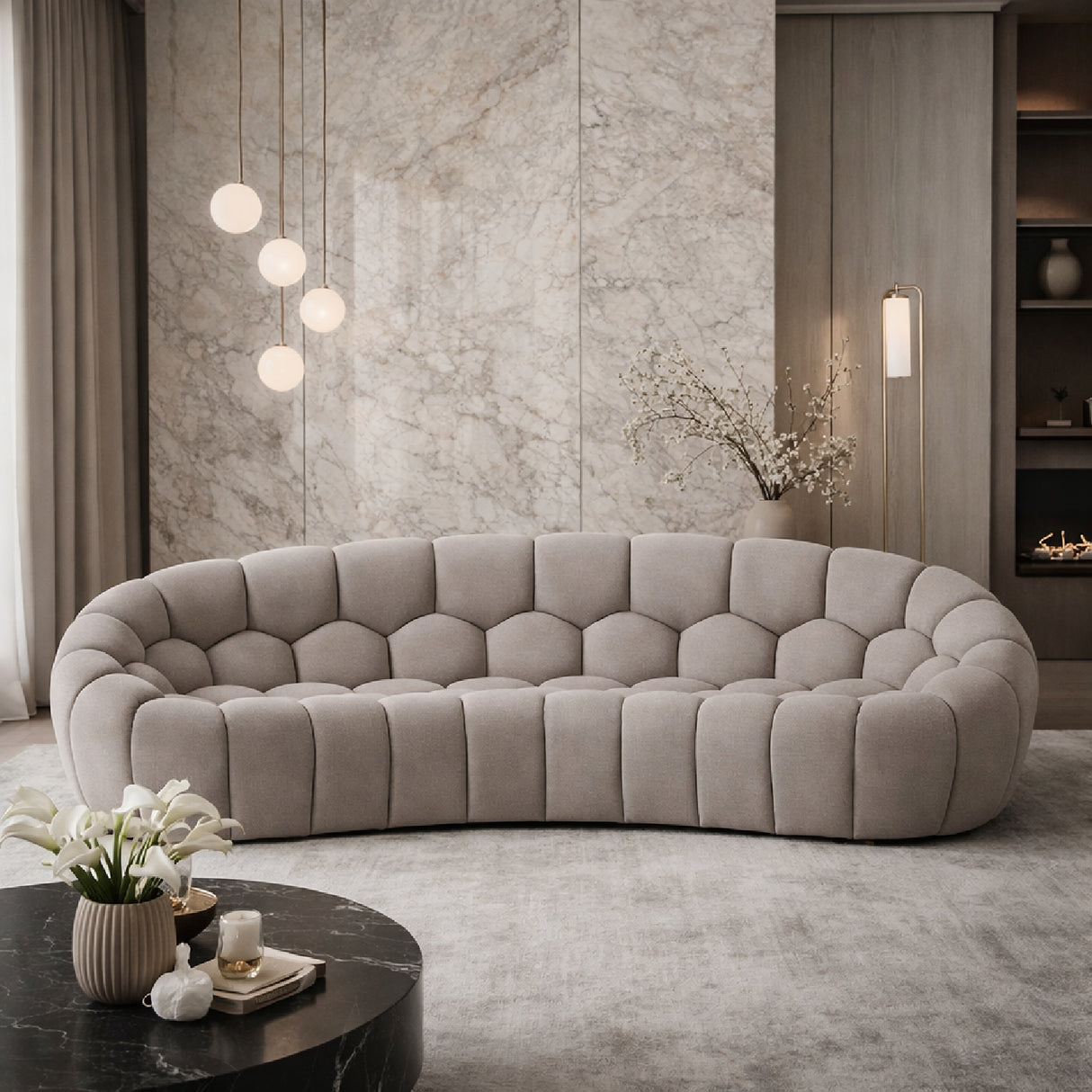 Hexagonal-Tufted Curved Sofa | Oroa.com