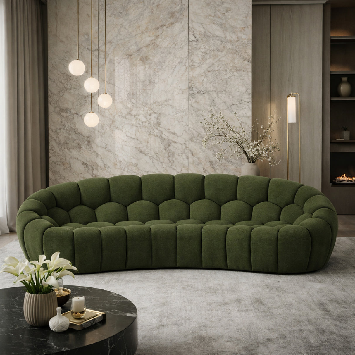 Hexagonal-Tufted Curved Sofa | Oroa.com