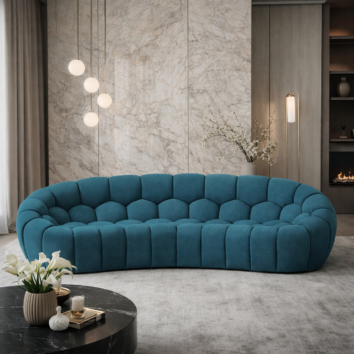 Hexagonal-Tufted Curved Sofa | Oroa.com